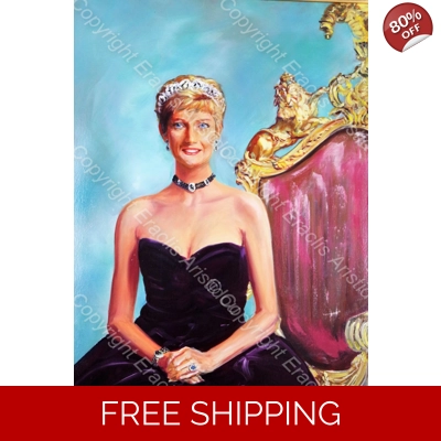 Oil on Canvas Painting of Princess Diana